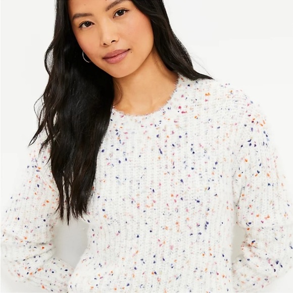 LOFT Sweaters - Loft confetti sweater cable knit sleeve crew neck sweater sz XL